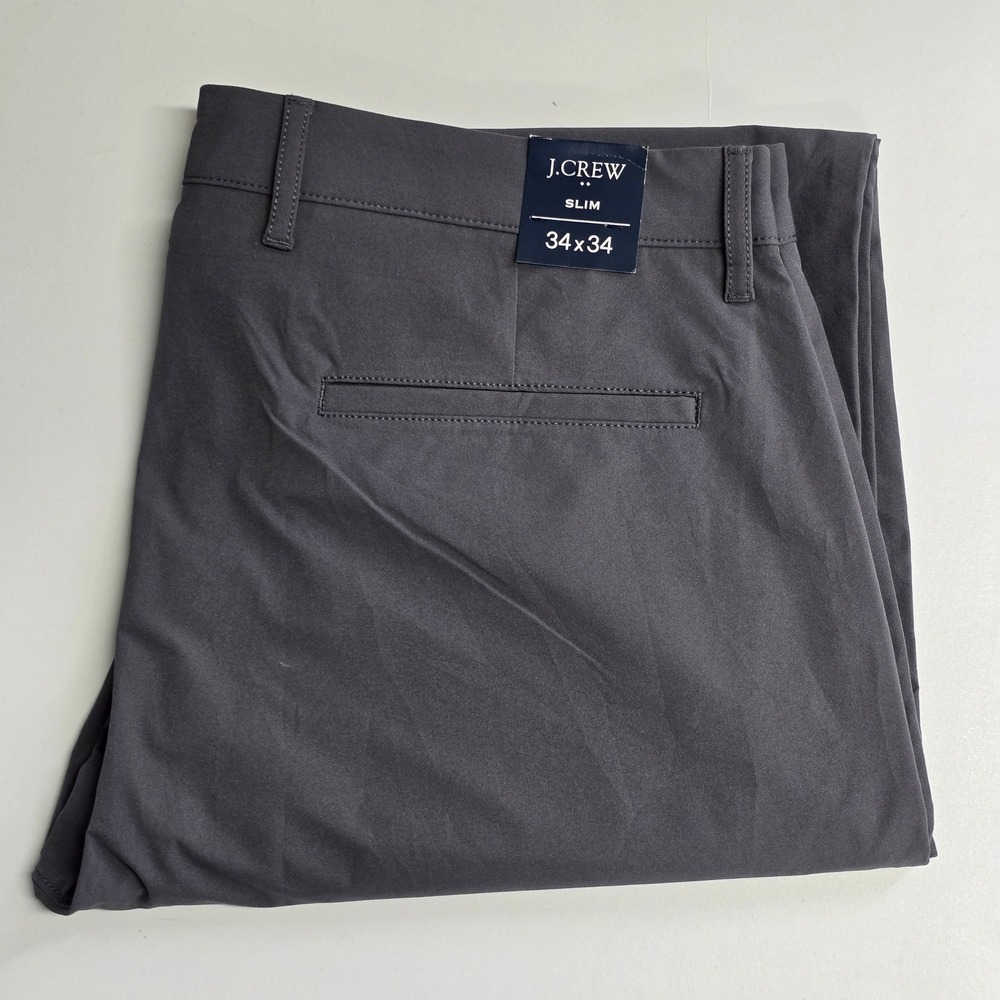 J.Crew Slim Flex Tech Pants Men's 34x34 Gray Stretch Chino Trousers